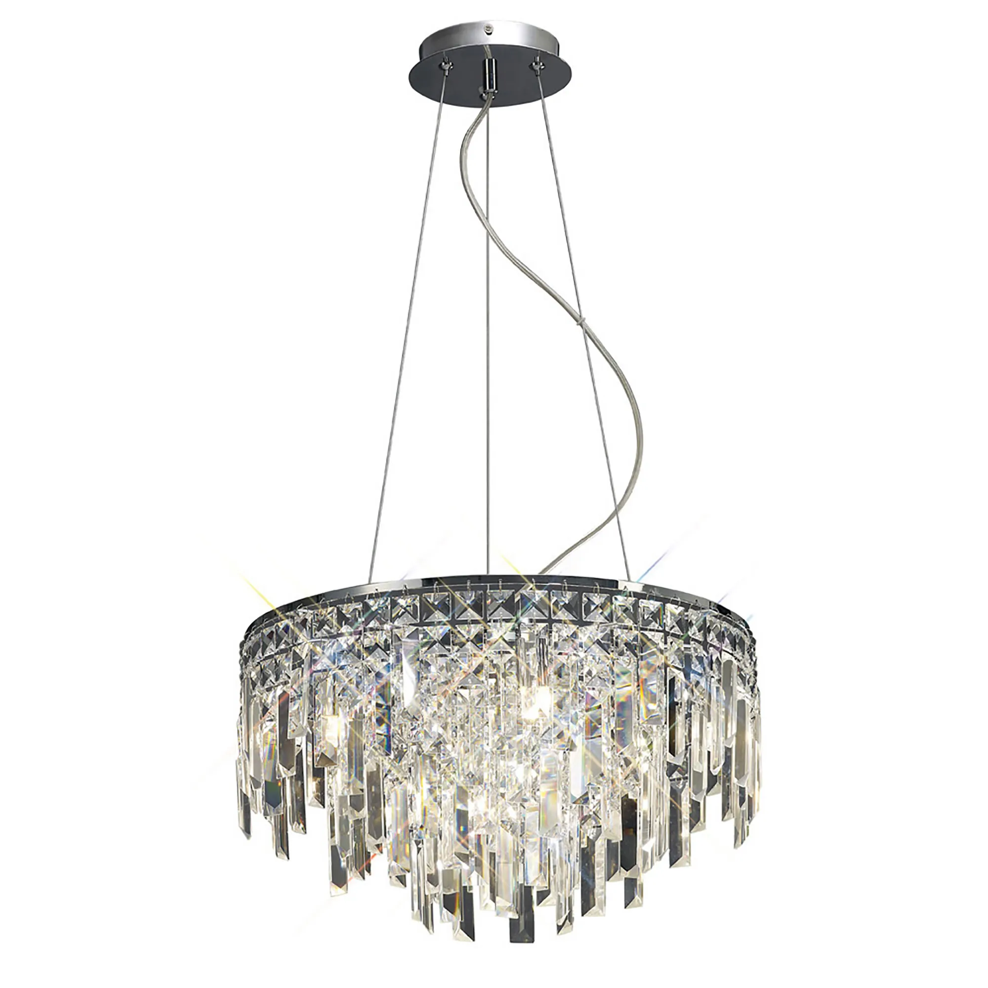 Maddison Crystal Ceiling Lights Diyas Ringed & Square Crystal Fittings
